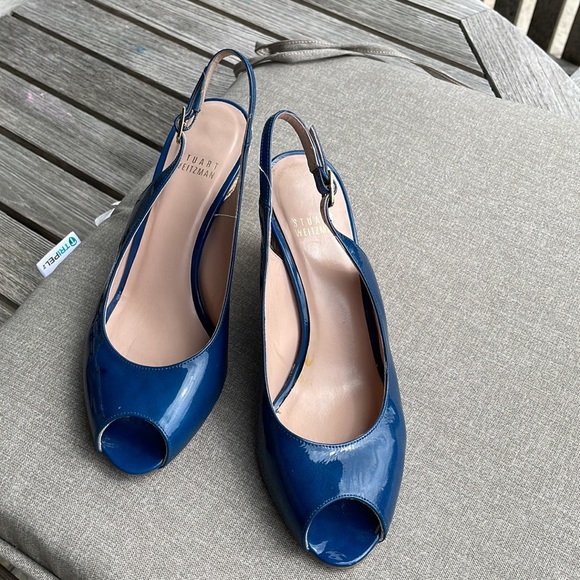Wedge, Stuart Weitzman, royal blue patent,espadrille heel,worn once,size 7 1/2, - Picture 2 of 6